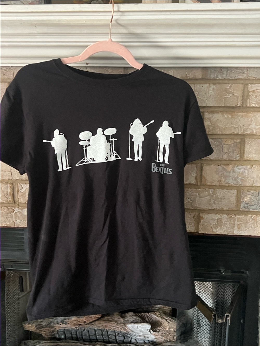 Black T-Shirt with White Beatles Silhouettes. Never worn but washed